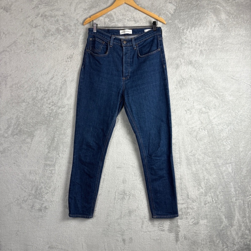 Denim Forum Jeans The Yoko High Rise Slim 31 Dark Wash Blue Organic Cotton